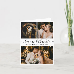 Love and Thanks Wedding Photo Collage Thank You Card