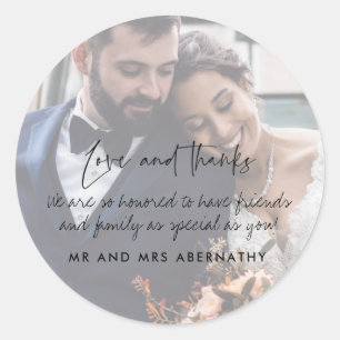 Love and Thanks Wedding Photo Favour Stickers