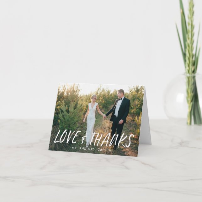 Love and Thanks | Wedding Photo Thank You Card (Front)