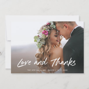 Love and Thanks   Wedding Photo Thank You Card