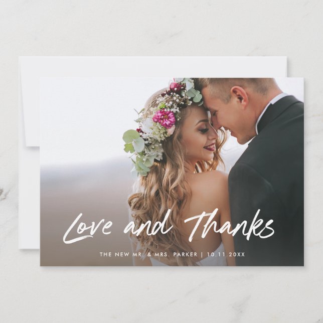 Love and Thanks | Wedding Photo Thank You Card (Front)