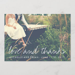 Love and Thanks Wedding Photo Thank You Card