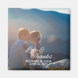 Love and Thanks   Wedding Photo Thank You Favour Magnet