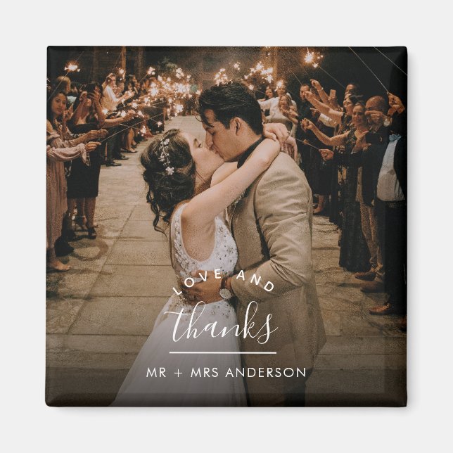 Love and Thanks Wedding Photo Thank You Magnet (Front)