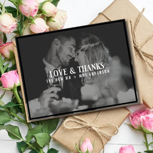 Love and Thanks Wedding Photo Thank You   Overlay Postcard