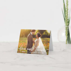 Love and Thanks Wedding Thank You Photo Note Card