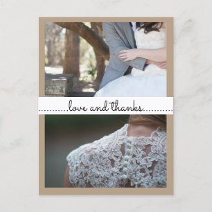 Love And Thanks Wedding Two Photos Beige Postcard