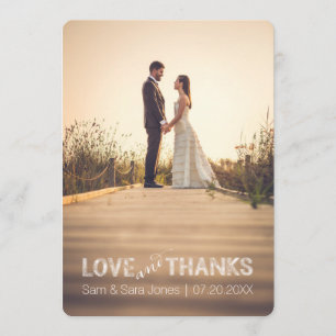 Love and Thanks Wedding Typography Overlay Thank You Card