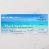 Love and the Beach Boarding Pass Wedding RSVP