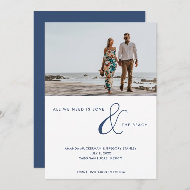 Love and the Beach Photo Beach Wedding  Save The Date (Front/Back)