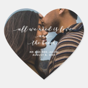 Love and the Beach Photo Thank You Favour Heart Sticker