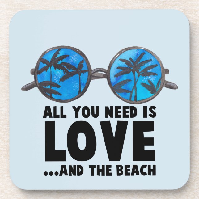 Love and the Beach Typography Coaster (Front)