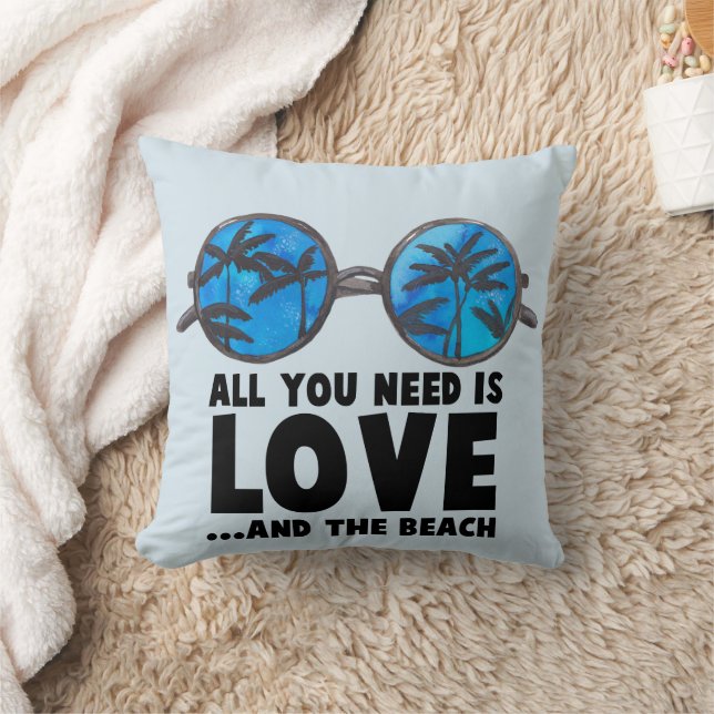 Love and the Beach Typography Cushion (Blanket)