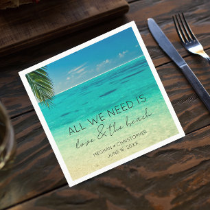 Love and The Beach Wedding Napkin