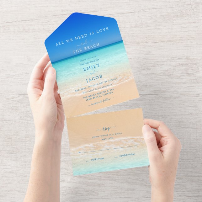 Love and the Beach Wedding RSVP  All In One Invitation (Tearaway)