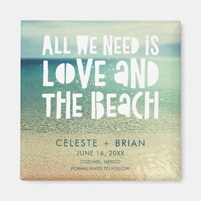 Love and the Beach Wedding Save the Date Magnet (Front)