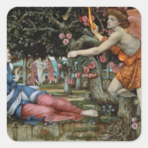 Love and the Maiden (oil on canvas) Square Sticker