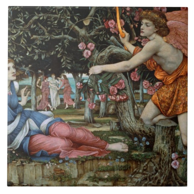 Love and the Maiden (oil on canvas) Tile (Front)