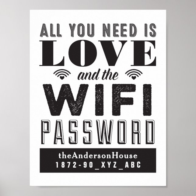 Love and the WiFi Password Guest Room Art Poster (Front)