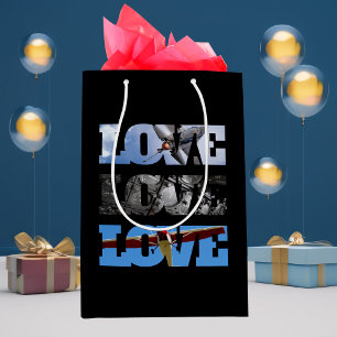 LOVE and Vintage Aeroplanes, Minimalist, Birthday Medium Gift Bag