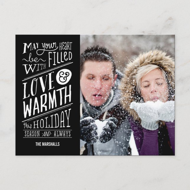 Love and Warmth Holiday Photo Card Postcard (Front)