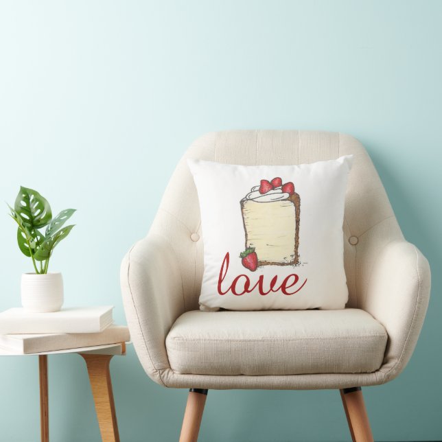 LOVE Angel Food Cake Strawberry Valentine's Day Cushion (Chair)