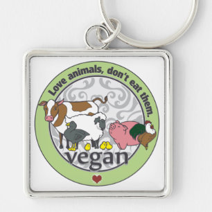 Love Animals Dont Eat Them Vegan Key Ring