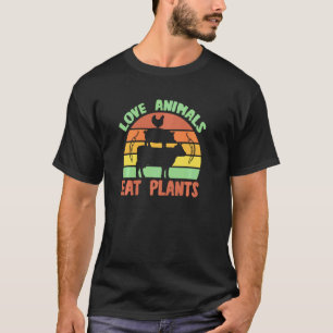 Love Animals Eat Plants Meme Vegan Plant Powered V T-Shirt