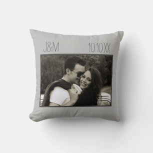 Love Anniversary Couple Photo Date Initials Cushion