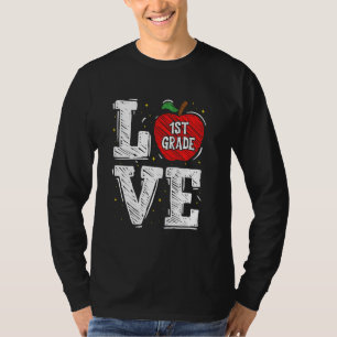 LOVE Apple 1st Grade Teacher Student School T-Shirt