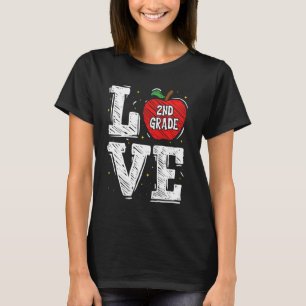 LOVE Apple 2nd Grade Teacher Student School T-Shirt