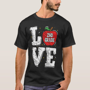 LOVE Apple 2nd Grade Teacher Student School T-Shirt