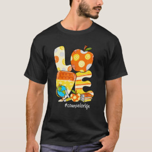 LOVE Apple Candy Corn Counsellor Life Fall Hallowe T-Shirt