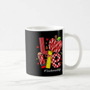 Love Apple Pencil Teacher Aide Life Bow Hearts Cut Coffee Mug