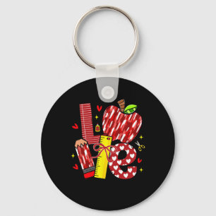 Love Apple Pencil Teacher Life Bow Hearts Funny Key Ring