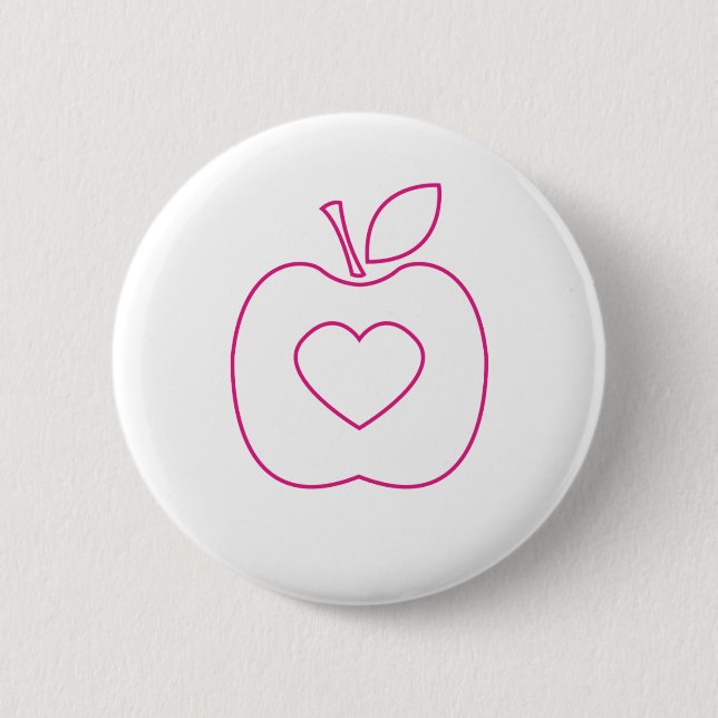 Love Apple Pink Outline Button (Front)