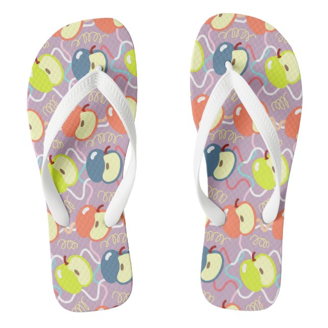 Love Apples Purple. Flip Flops (Footbed)