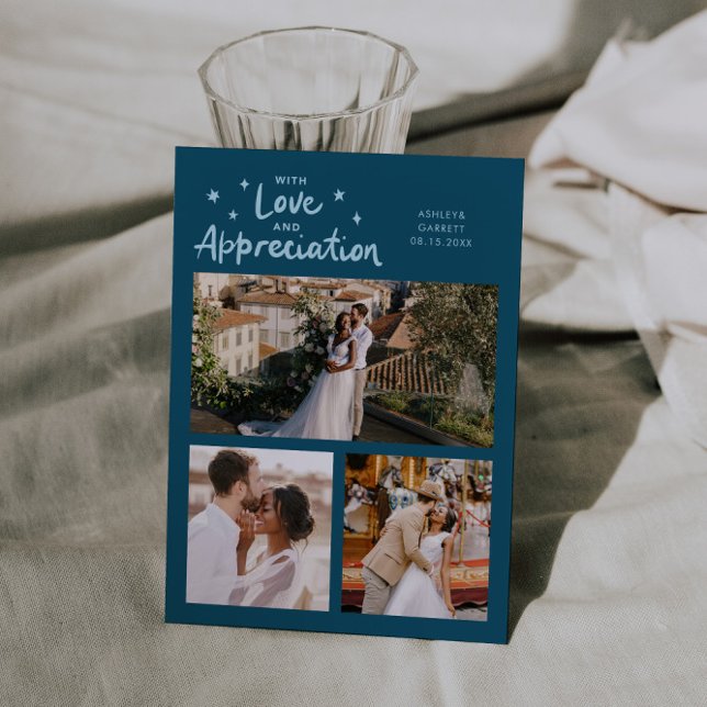 Love Appreciation Wedding Multi Photo Teal Thank You Card (Creator Uploaded)