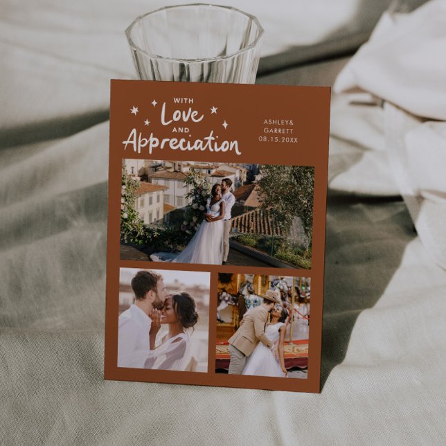 Love Appreciation Wedding Multi Photo Terracotta Thank You Card (Creator Uploaded)