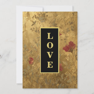 *~ LOVE AR66 RSVP QR Vintage Gold Wedding Invitation