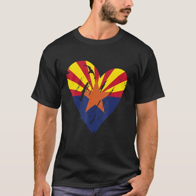 Love Arizona State Retro Heart Flag T-Shirt (Front)