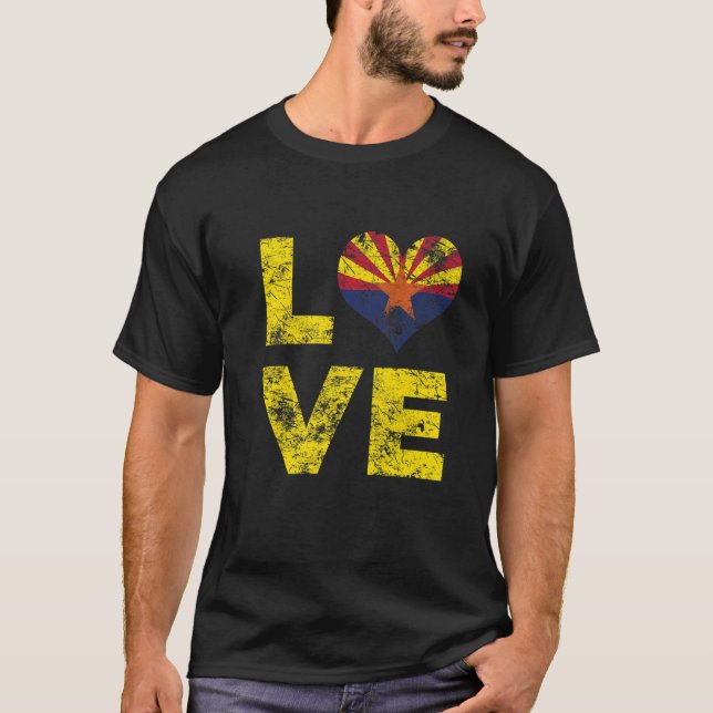 Love Arizona State Vintage Heart Flag   T-Shirt (Front)