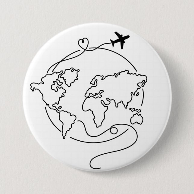 🌍 Love Around the World ✈️ 7.5 Cm Round Badge (Front)
