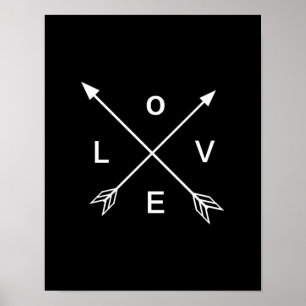 Love Arrow Black and White Poster Wall Art
