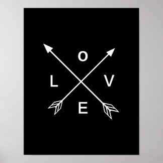 Love Arrow Black and White Poster Wall Art