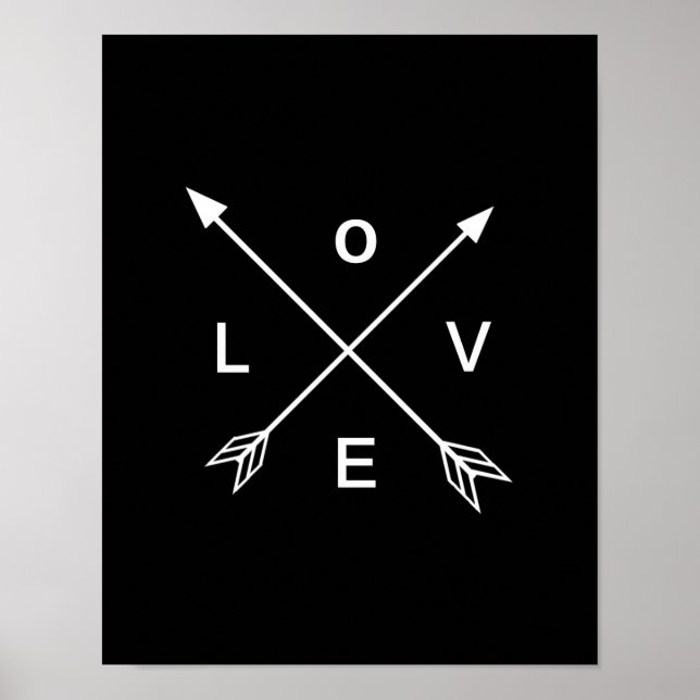 Love Arrow Black and White Poster Wall Art (Front)
