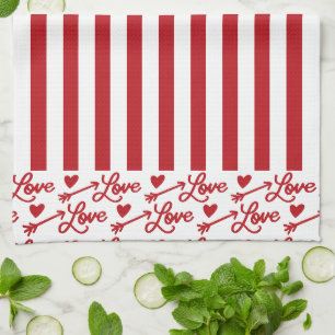 Love Arrows And Hearts Tea Towel