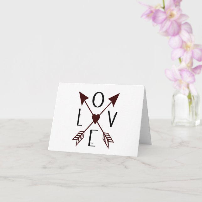 Love Arrows Anniversary or Valentines Day Card (Orchid)