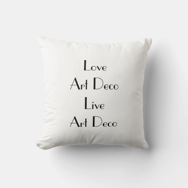 Love Art Deco Black and White Cushion (Front)