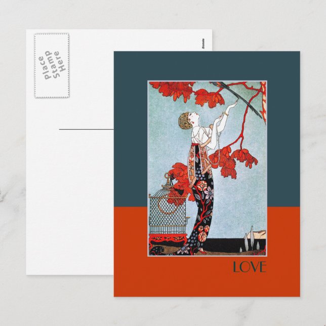 Love. Art Deco Valentine's Day Postcards (Front/Back)